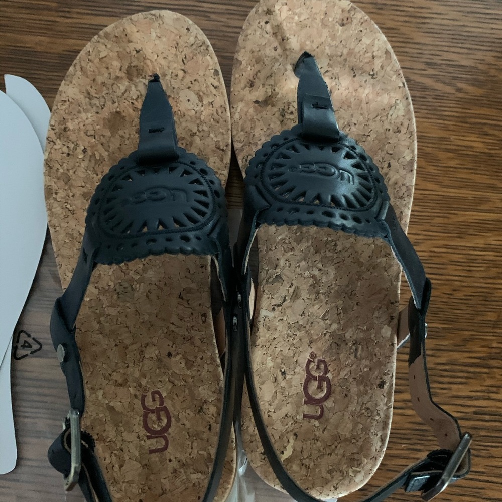 UGG Black and Tan Sandals